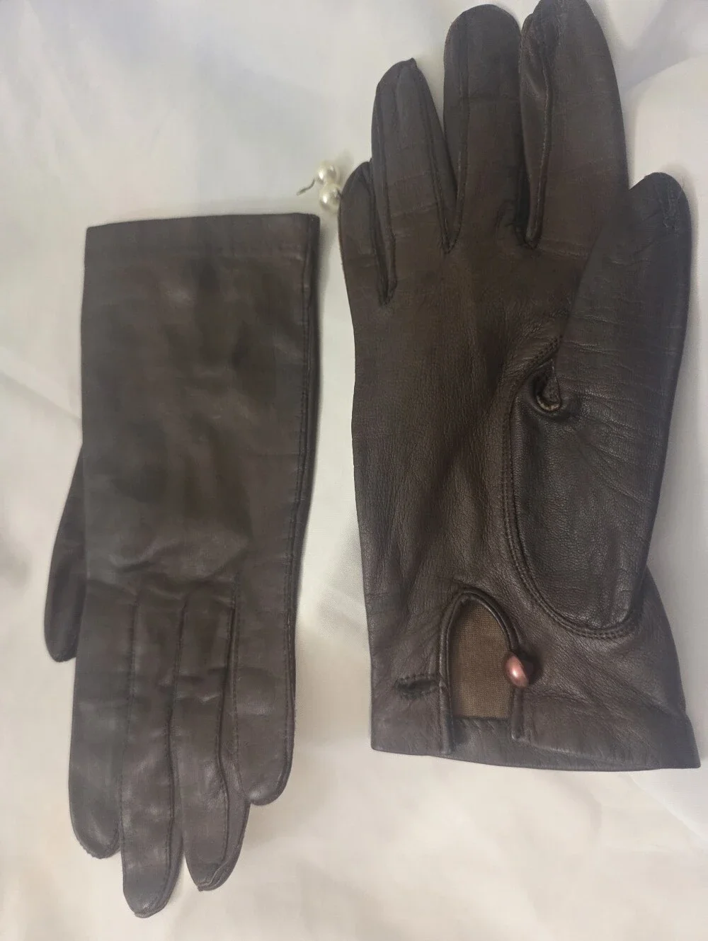 Vintage Womens Brown Leather Gloves 6.5
